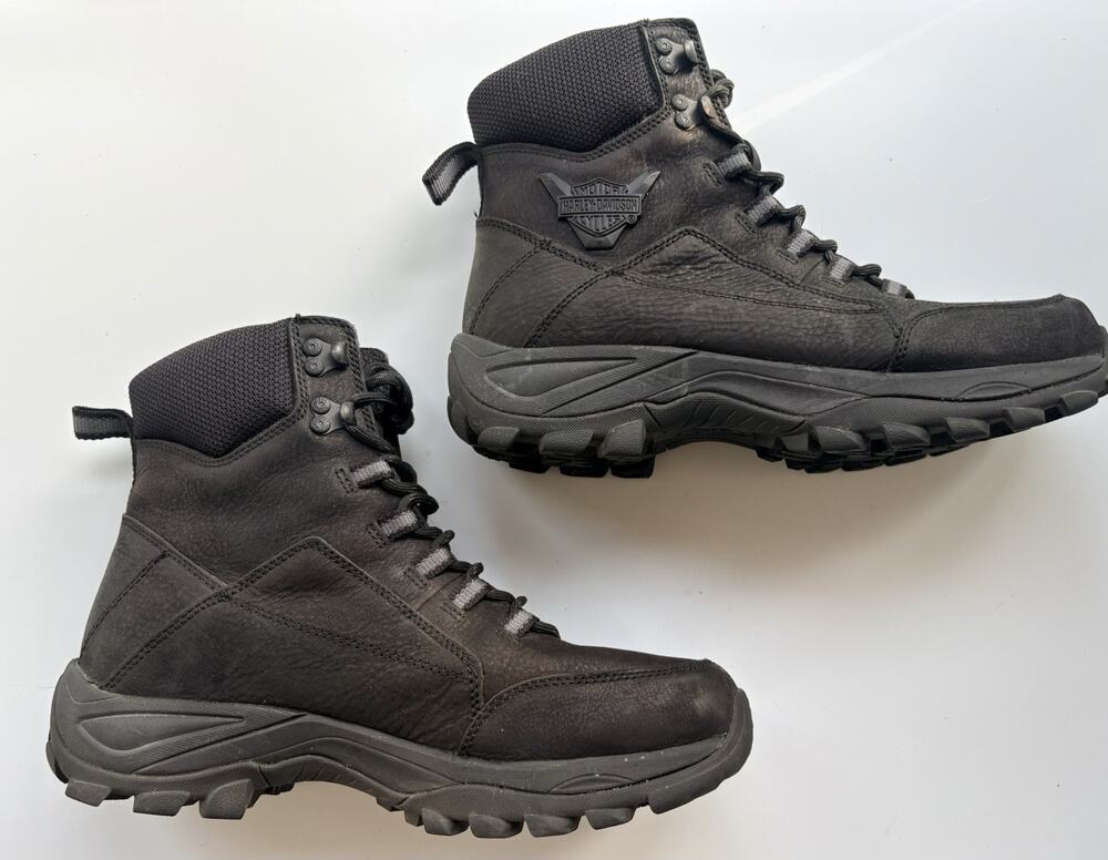 Harley-Davidson Leather Boots Mens 9.5 Black Military Hiking Gilmore Ankle